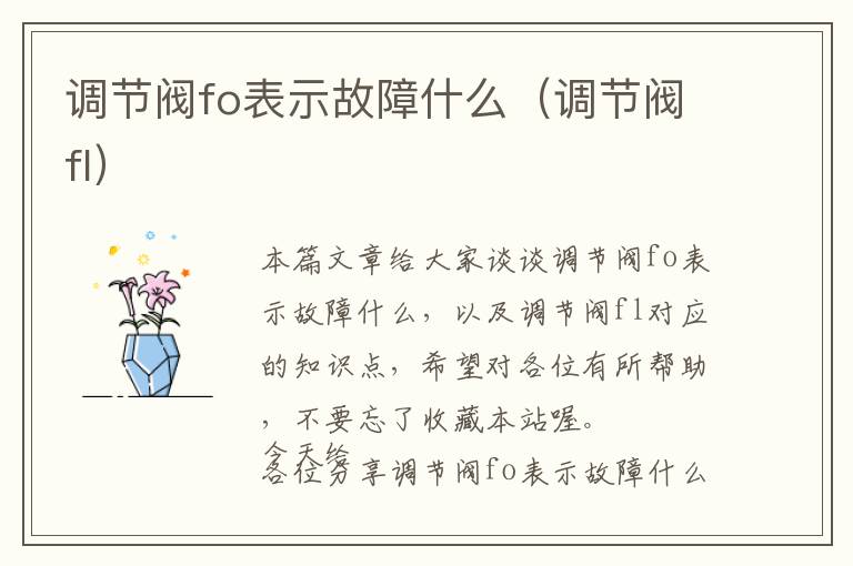 调节阀fo表示故障什么（调节阀fl）