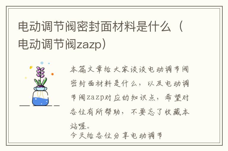 电动调节阀密封面材料是什么（电动调节阀zazp）