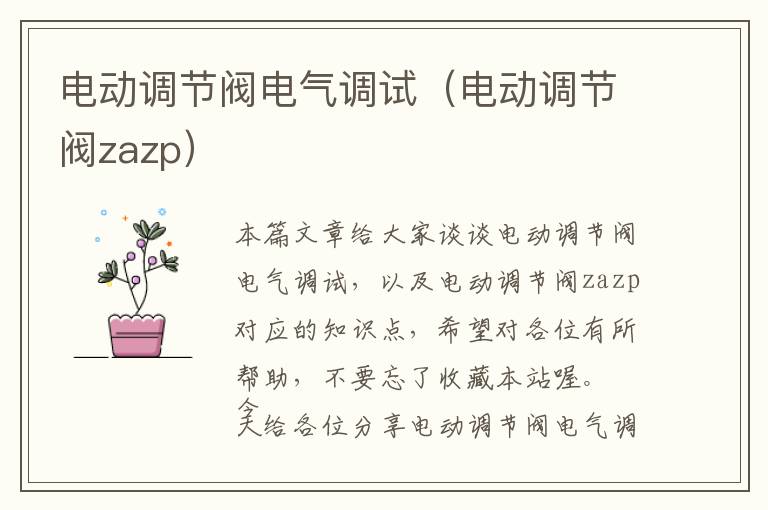 电动调节阀电气调试（电动调节阀zazp）