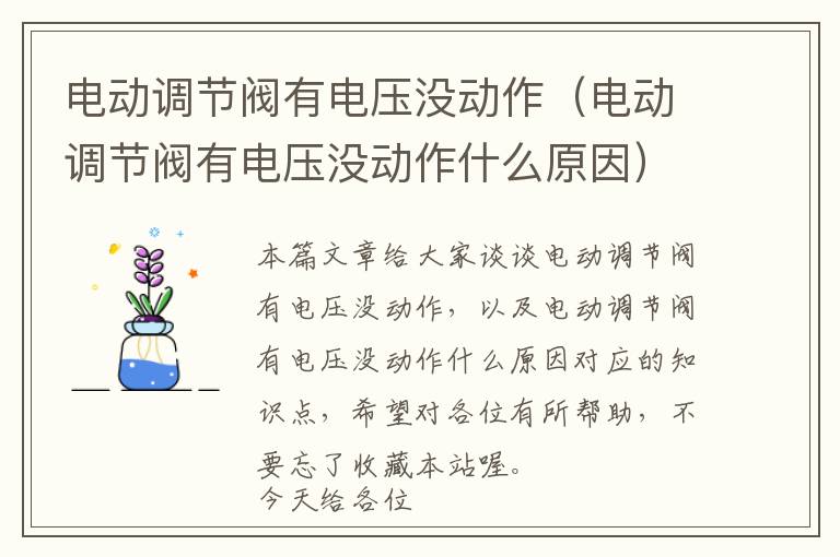 电动调节阀有电压没动作（电动调节阀有电压没动作什么原因）