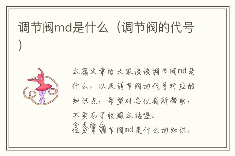 调节阀md是什么（调节阀的代号）