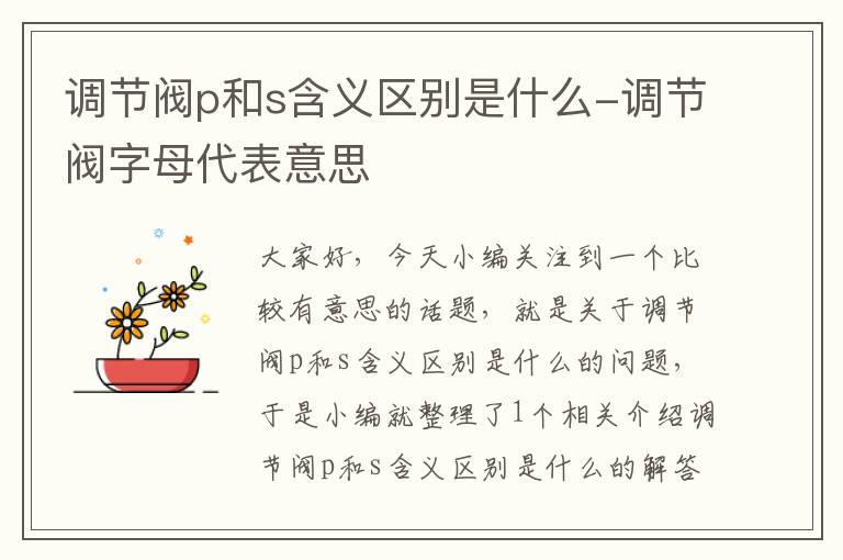 调节阀p和s含义区别是什么-调节阀字母代表意思