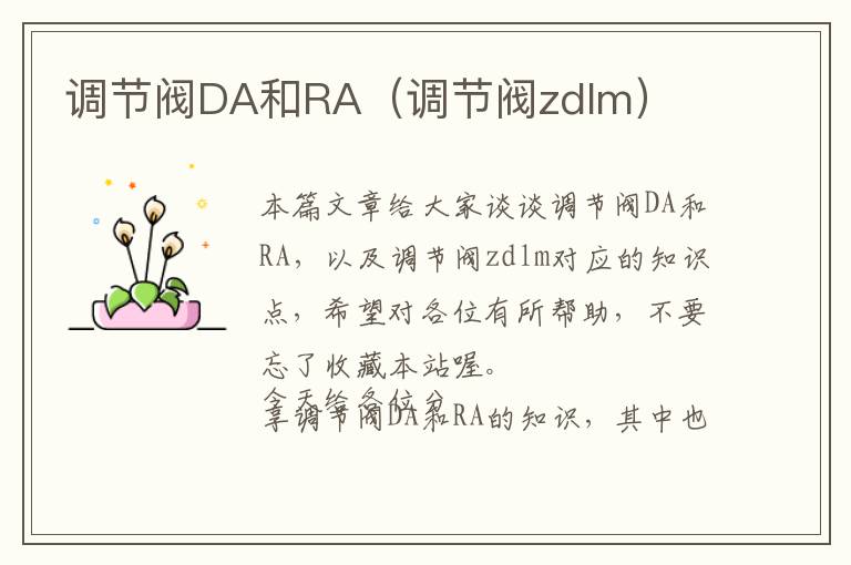 调节阀DA和RA（调节阀zdlm）