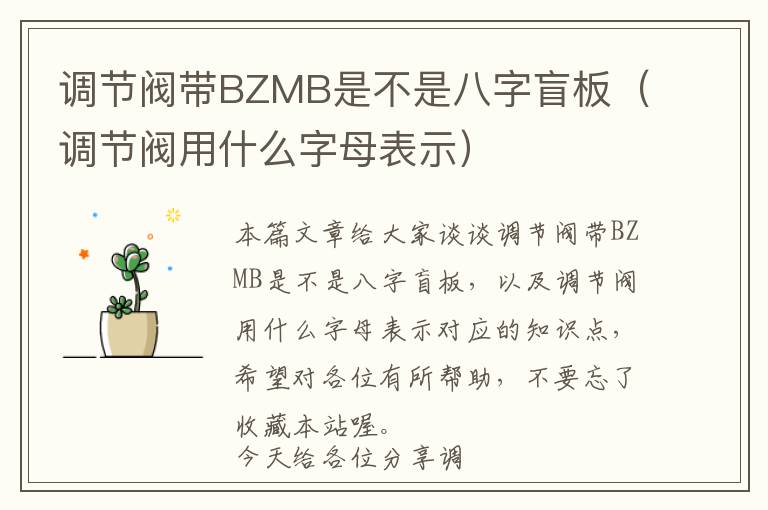 调节阀带BZMB是不是八字盲板（调节阀用什么字母表示）