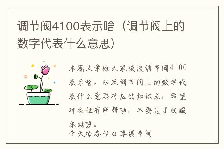 调节阀4100表示啥（调节阀上的数字代表什么意思）