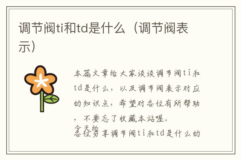 调节阀ti和td是什么（调节阀表示）