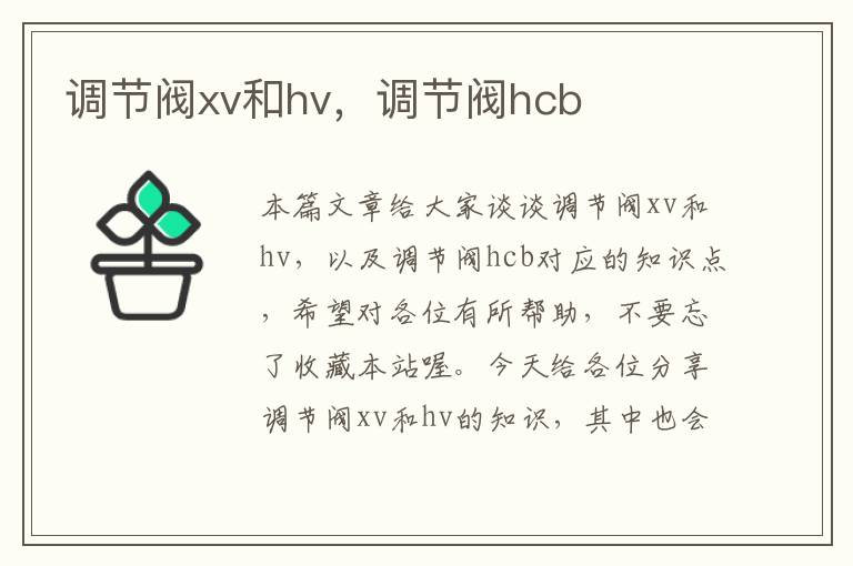 调节阀xv和hv，调节阀hcb