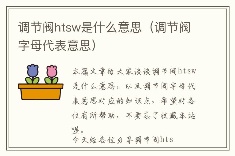 调节阀htsw是什么意思（调节阀字母代表意思）