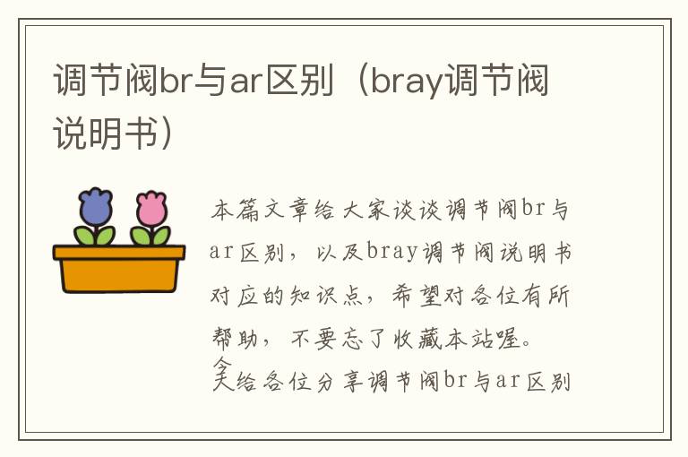 调节阀br与ar区别（bray调节阀说明书）