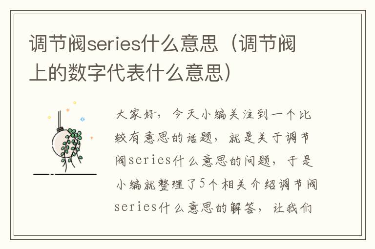 调节阀series什么意思（调节阀上的数字代表什么意思）