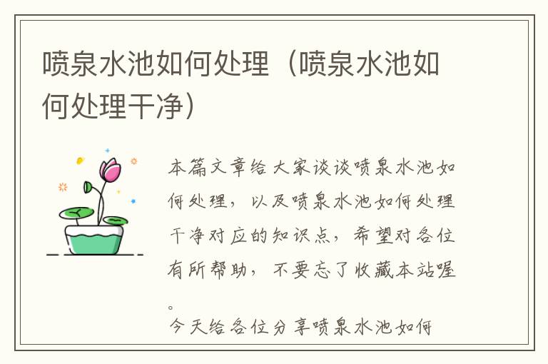 喷泉水池如何处理（喷泉水池如何处理干净）