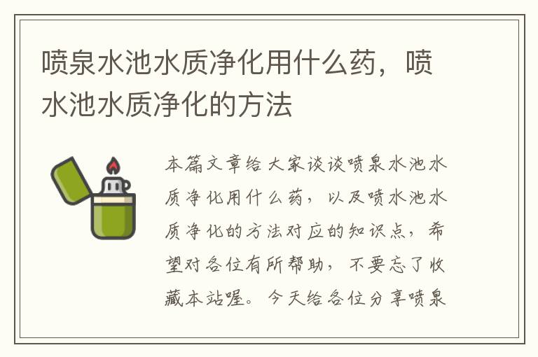 喷泉水池水质净化用什么药，喷水池水质净化的方法