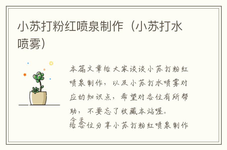 小苏打粉红喷泉制作（小苏打水喷雾）