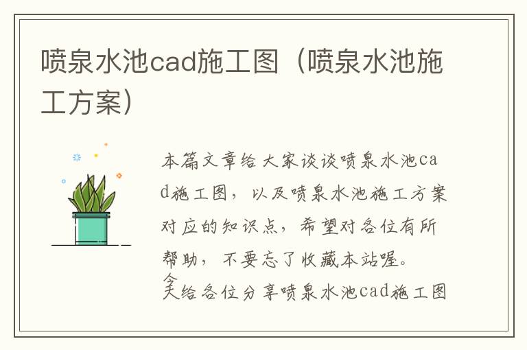 喷泉水池cad施工图（喷泉水池施工方案）