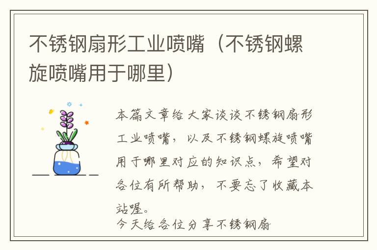 不锈钢扇形工业喷嘴（不锈钢螺旋喷嘴用于哪里）