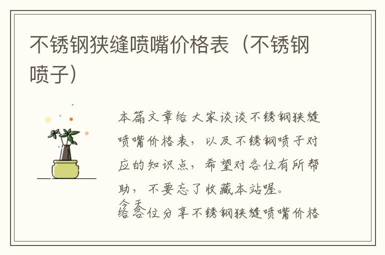 不锈钢狭缝喷嘴价格表（不锈钢喷子）