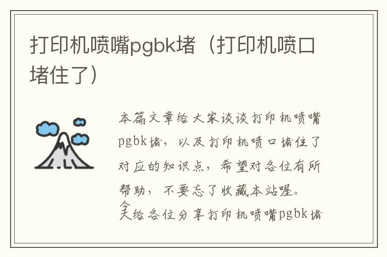 打印机喷嘴pgbk堵（打印机喷口堵住了）