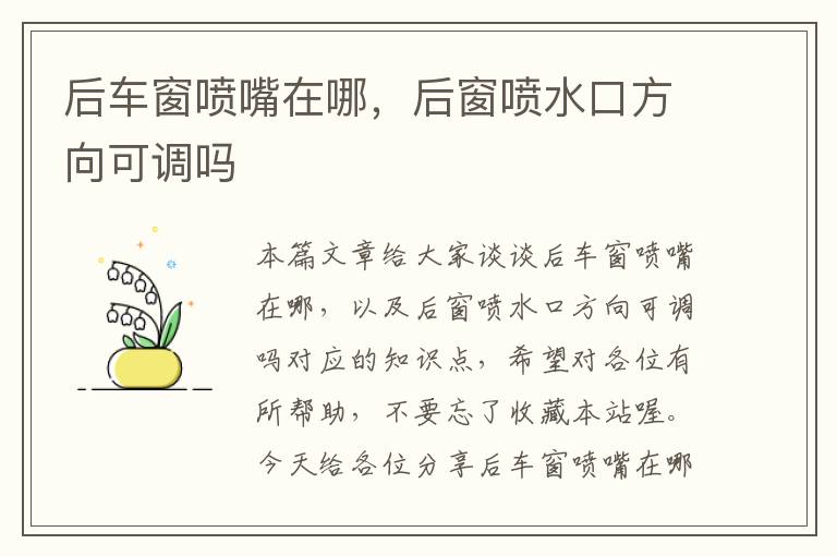 后车窗喷嘴在哪，后窗喷水口方向可调吗