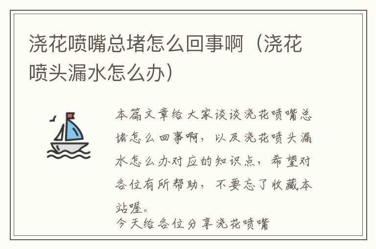 浇花喷嘴总堵怎么回事啊（浇花喷头漏水怎么办）