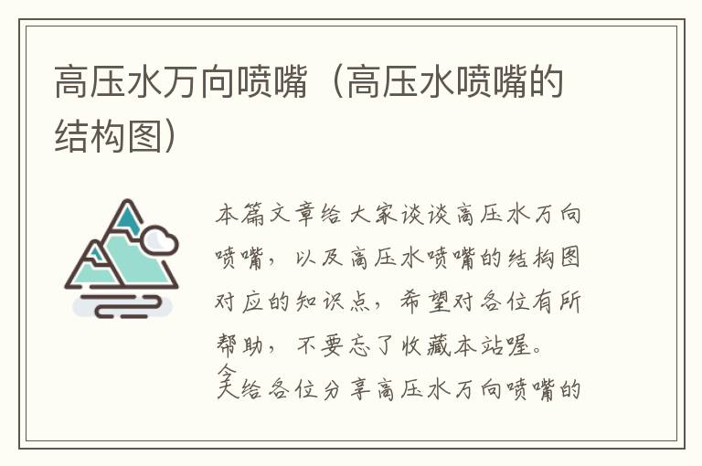 高压水万向喷嘴（高压水喷嘴的结构图）