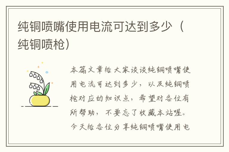 纯铜喷嘴使用电流可达到多少（纯铜喷枪）