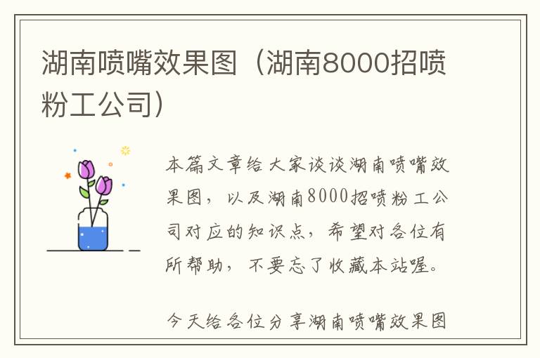 湖南喷嘴效果图（湖南8000招喷粉工公司）