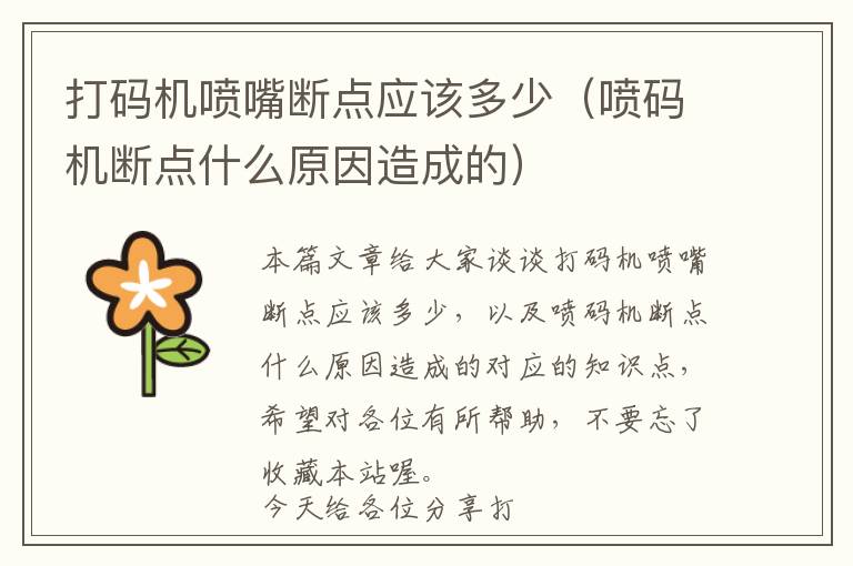 打码机喷嘴断点应该多少（喷码机断点什么原因造成的）